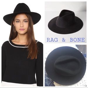 Rag & Bone Black Range Fedora Felt Hat L Large